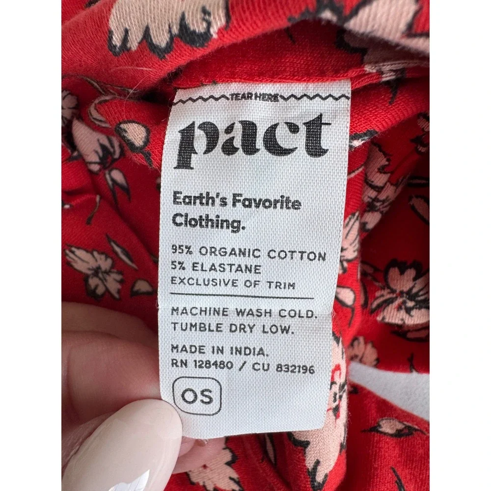 Pact Organic Cotton Infinity Scarf Red White Ditsy Floral Print OS Boho Cottage